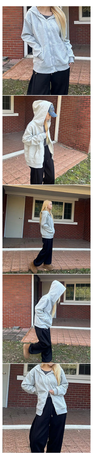 Tyler Two-way Daily Zip-up Hoodie Couple Item Oversized Basic Essential Tracksuit