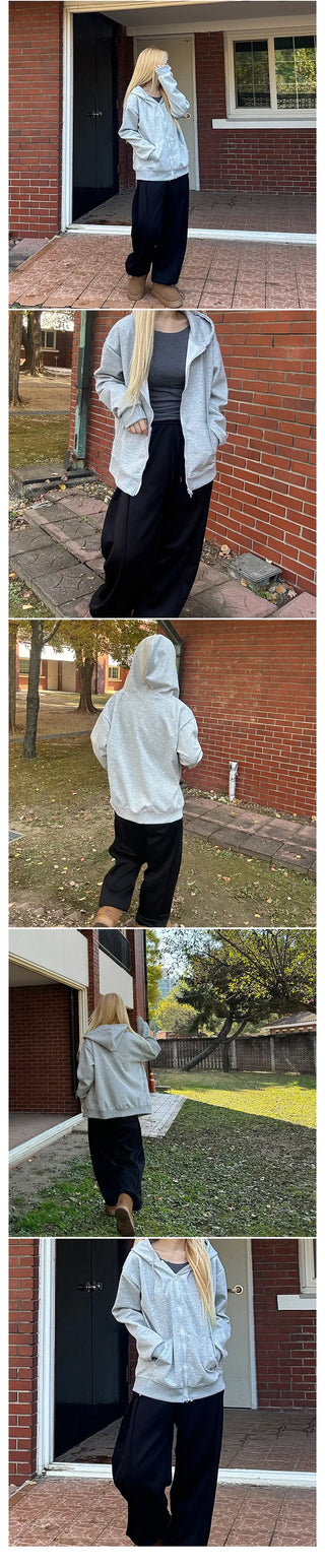 Tyler Two-way Daily Zip-up Hoodie Couple Item Oversized Basic Essential Tracksuit