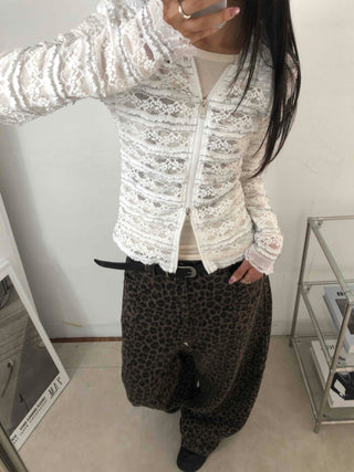 Retro Hip Leopard Long Pants