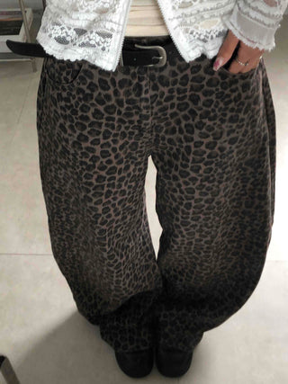 Retro Hip Leopard Long Pants