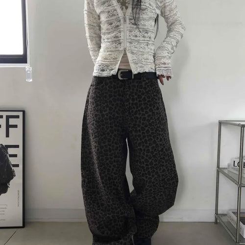 Retro Hip Leopard Long Pants