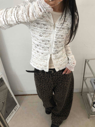 Retro Hip Leopard Long Pants