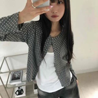 Simple Trendy Layered Tiny Dot Cardigan