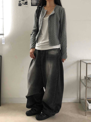 Simple Trendy Layered Tiny Dot Cardigan
