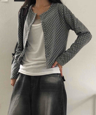 Simple Trendy Layered Tiny Dot Cardigan
