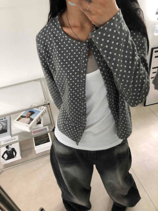 Simple Trendy Layered Tiny Dot Cardigan