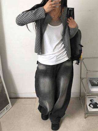 Simple Trendy Layered Tiny Dot Cardigan