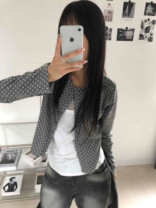 Simple Trendy Layered Tiny Dot Cardigan