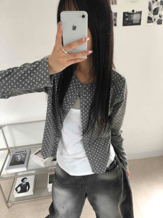 Simple Trendy Layered Tiny Dot Cardigan