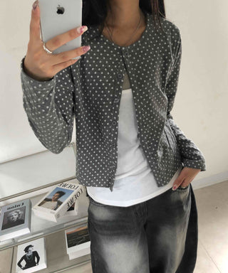 Simple Trendy Layered Tiny Dot Cardigan