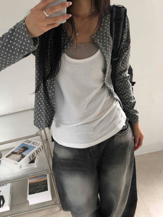 Simple Trendy Layered Tiny Dot Cardigan