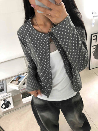 Simple Trendy Layered Tiny Dot Cardigan