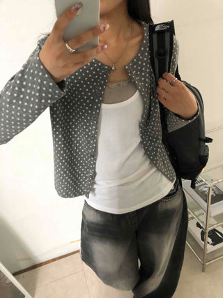 Simple Trendy Layered Tiny Dot Cardigan