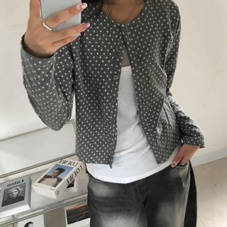 Simple Trendy Layered Tiny Dot Cardigan