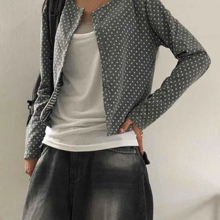 Simple Trendy Layered Tiny Dot Cardigan