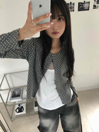 Simple Trendy Layered Tiny Dot Cardigan