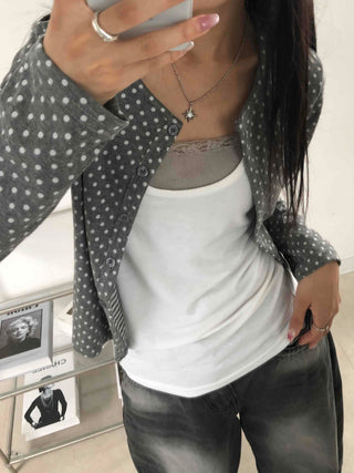 Simple Trendy Layered Tiny Dot Cardigan