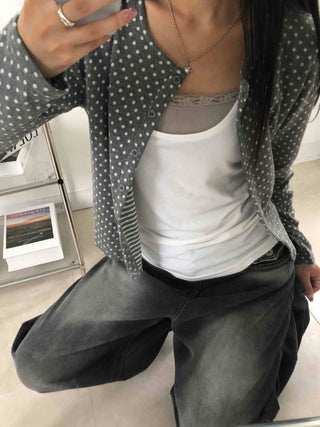 Simple Trendy Layered Tiny Dot Cardigan