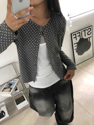 Simple Trendy Layered Tiny Dot Cardigan