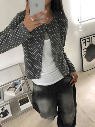 Simple Trendy Layered Tiny Dot Cardigan