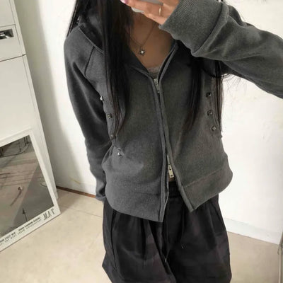 Newtro Side Stud Zip-Up Hoodie