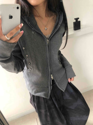 Newtro Side Stud Zip-Up Hoodie