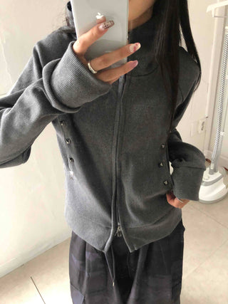 Newtro Side Stud Zip-Up Hoodie