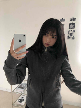 Newtro Side Stud Zip-Up Hoodie
