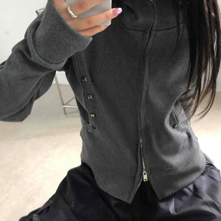 Newtro Side Stud Zip-Up Hoodie