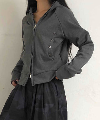Newtro Side Stud Zip-Up Hoodie