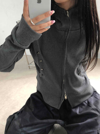 Newtro Side Stud Zip-Up Hoodie