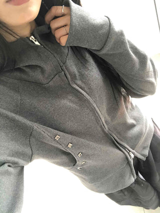 Newtro Side Stud Zip-Up Hoodie