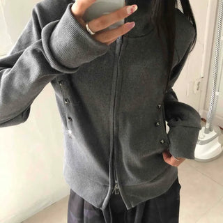 Newtro Side Stud Zip-Up Hoodie