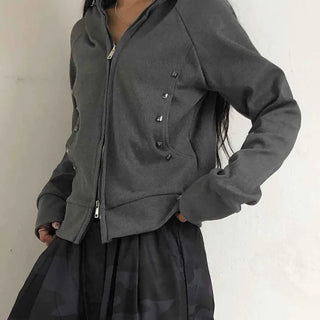 Newtro Side Stud Zip-Up Hoodie