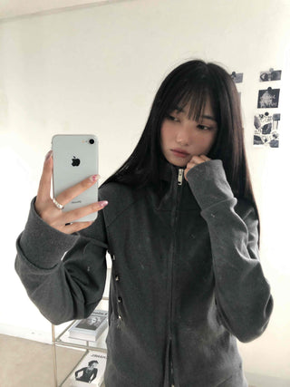 Newtro Side Stud Zip-Up Hoodie