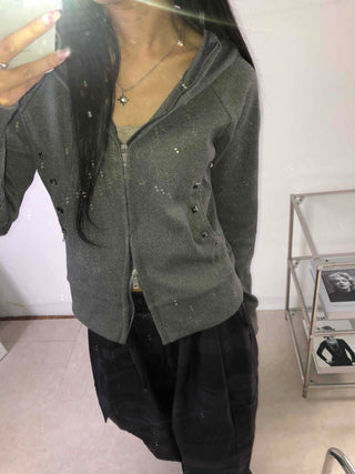 Newtro Side Stud Zip-Up Hoodie