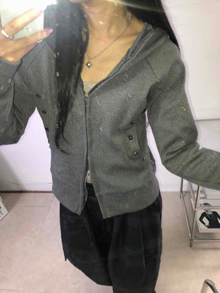 Newtro Side Stud Zip-Up Hoodie