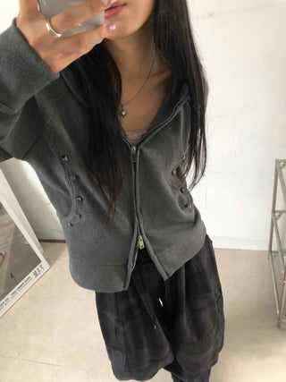 Newtro Side Stud Zip-Up Hoodie