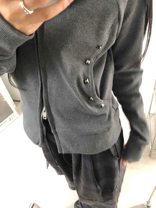 Newtro Side Stud Zip-Up Hoodie