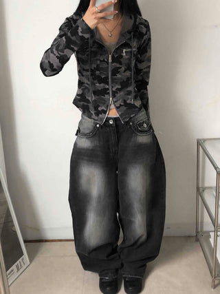 Hip Camouflage Two-Way Zip-Up Hoodie