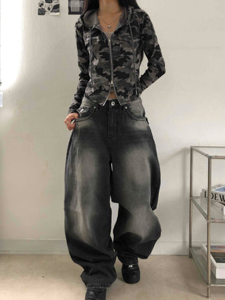 Hip Camouflage Two-Way Zip-Up Hoodie