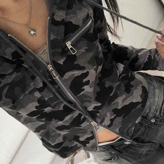 Hip Camouflage Two-Way Zip-Up Hoodie