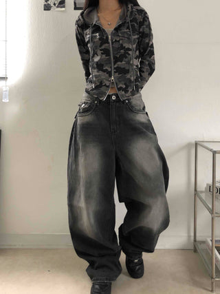 Hip Camouflage Two-Way Zip-Up Hoodie