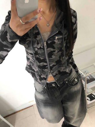 Hip Camouflage Two-Way Zip-Up Hoodie