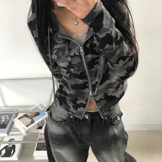 Hip Camouflage Two-Way Zip-Up Hoodie