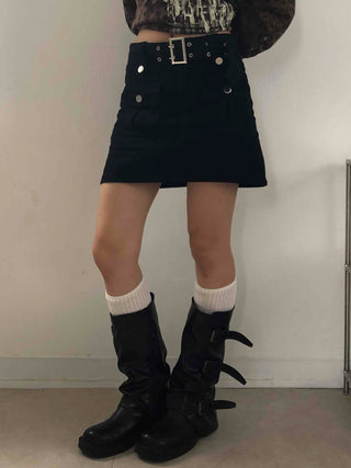 Pure Plain H-Line Mini Skirt