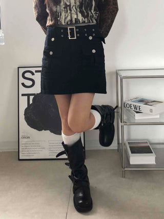 Pure Plain H-Line Mini Skirt