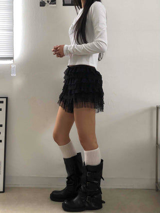 Lace frill tiered cake shorts