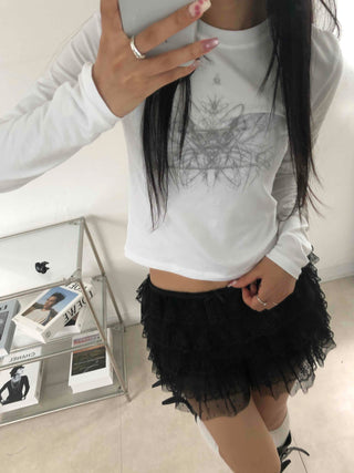 Lace frill tiered cake shorts
