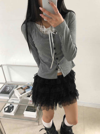 Lace frill tiered cake shorts